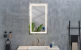 LED Bathroom Mirror 40 "x 26" with Front and Backlight, Large Dimmable Wall Mirrors with Anti-Fog, Memory, 3 Colors, LED Vanity Mirror - as Pic