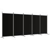 5-Panel Room Divider Black 170.5"x70.9" Fabric - Black