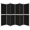 6-Panel Room Divider Black 118.1"x78.7" Fabric - Black