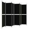 6-Panel Room Divider Black 118.1"x78.7" Fabric - Black