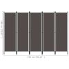 5-Panel Room Divider Anthracite 98.4"x70.9" - Anthracite