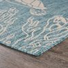 Home Decor Coastal Bordered Coral Reef Indoor/Outdoor Accent Rug - Aqua|White - 1'10" X 3'0"