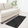 Fluffy Bedroom Rug 4' x 2.6' Anti-Skid Shaggy Area Rug Decorative Floor Carpet Mat  - Black