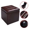 16 Inch Ottoman Pouffe Storage Box Lounge Seat Footstools - brown