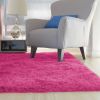 Fluffy Bedroom Rug 4' x 2.6' Anti-Skid Shaggy Area Rug Decorative Floor Carpet Mat  - Rose