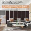 6 Feet 6-Panel Room Divider with Steel Support Base - brown