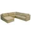 Living Room Ottoman, Soft Linen Fabric Upholstered Ottoman 1-Pc with Thick Padded Cushion, Biege - as Pic