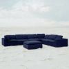 Modern 17" Luxe Size Ottoman, Premium Fabric Upholstered 1-Pc Living Room Cube Ottoman with Plush Seat Cushion, Navy - as Pic