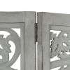 Hand carved 3-Panel Room Divider Gray 47.2"x65" Solid Mango Wood - Grey