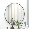 28" Wall Round Circle Mirror Bathroom Make Up Vanity Mirror - Black - as Pic