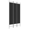 3-Panel Room Divider Black 47.2"x86.6" Fabric - Black