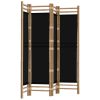 Folding 4-Panel Room Divider 63" Bamboo and Canvas - Black