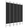 5-Panel Room Divider Black 78.7"x86.6" Fabric - Black