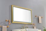 48 in. W x30 in. H Oversized Rectangular Framed LED Mirror Anti-Fog Dimmable Wall Mount Bathroom Vanity Mirror - as Pic