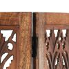 Hand Carved 5-Panel Room Divider Brown 78.7"x65" Solid Mango Wood - Grey