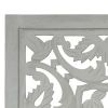 Hand carved 3-Panel Room Divider Gray 47.2"x65" Solid Mango Wood - Grey