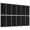 6-Panel Room Divider Black 118.1"x86.6" Fabric - Black