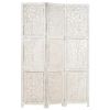 Hand carved 3-Panel Room Divider White 47.2"x65" Solid Mango Wood - White