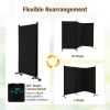 3 Panel Folding Room Divider with Lockable Wheels - Black