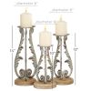 DecMode 3 Candle Silver Metal Candle Holder, Set of 3 - DecMode