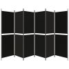 6-Panel Room Divider Black 118.1"x70.9" Fabric - Black