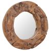 Decorative Mirror Teak 23.6" Round - Brown