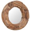 Decorative Mirror Teak 23.6" Round - Brown