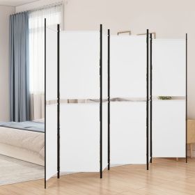 6-Panel Room Divider White 118.1"x78.7" Fabric - White