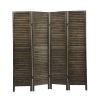 4-Panel Wood Room Divider Louver Partition Screen, 5.6 Ft. Tall Folding Privacy Screen for Home Office, Bedroom, Rustic Brown XH - brown