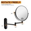 8 Inch Wall Mounted Makeup Vanity Mirror, Double Sided 1x/10x Magnifying Mirror, 360° Swivel with Extension Arm Bathroom Mirror - Black