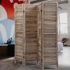 4-Panel Wood Room Divider Louver Partition Screen, 5.6 Ft. Tall Folding Privacy Screen for Home Office, Bedroom, Rustic Brown XH - light burnt