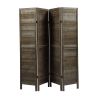 4-Panel Wood Room Divider Louver Partition Screen, 5.6 Ft. Tall Folding Privacy Screen for Home Office, Bedroom, Rustic Brown XH - brown