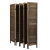 Sycamore wood 8 Panel Screen Folding Louvered Room Divider - brown - as Pic