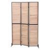 3 Panel Room Dividers and Folding Privacy Screen Natural Wooden Room Partitions 6ft Wall Divider for Room Separation (Natural) - as Pic