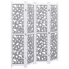 4-Panel Room Divider Gray 55.1"x65" Solid Wood - Grey