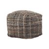 Koki Handcrafted Fabric Pouf, Khaki - as Pic