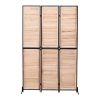 3 Panel Room Dividers and Folding Privacy Screen Natural Wooden Room Partitions 6ft Wall Divider for Room Separation (Natural) - as Pic