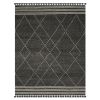 Vail Stona Charcoal and Ivory - Wool and Cotton Area Rug with Tassels 5x8 - as Pic