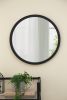 20" x 20" Circle Wall Mirror with Wooden Frame and Black Finish, Wall Mirror for Living Room, Dining Room, Foyer, Bathroom, Office - as Pic