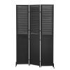 3 Panel Room Divider 6Ft Wood Folding Privacy Screen Black Room Separator Free Standing Wall Dividers (Black) - as Pic