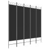 5-Panel Room Divider Black 78.7"x78.7" Fabric - Black