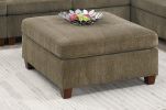 Contemporary 1pc OTTOMAN Tan Color Chenille Fabric Modular Corner wedge Sofa Living Room Furniture - as Pic