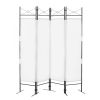 4-Panel Metal Folding Room Divider, 5.94Ft Freestanding Room Screen Partition Privacy Display for Bedroom, Living Room, Office - White