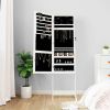 Mirror Jewellery Cabinet with LED Lights Free Standing White - White