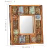 Mirror with Buddha Cladding 19.7"x19.7" Solid Reclaimed Wood - Brown