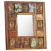 Mirror with Buddha Cladding 19.7"x19.7" Solid Reclaimed Wood - Brown