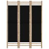 Folding 3-Panel Room Divider 47.2" Bamboo and Canvas - Black