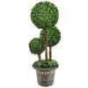 30 Inch Artificial Topiary Triple Ball Tree Indoor and Outdoor UV Protection - as show