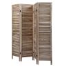 4-Panel Wood Room Divider Louver Partition Screen, 5.6 Ft. Tall Folding Privacy Screen for Home Office, Bedroom, Rustic Brown XH - light burnt