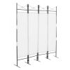 4-Panel Metal Folding Room Divider, 5.94Ft Freestanding Room Screen Partition Privacy Display for Bedroom, Living Room, Office - White